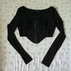black long sleeve crop corset style going out top small